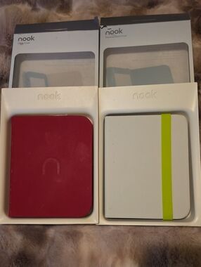 Nook 2nd Edition Ebook Covers - Red and White with Lime Strap